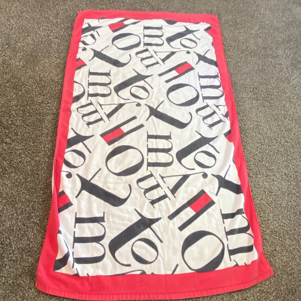 Tommy Hilfiger Beach Towel Red White Blue Logo Print‎ Oversized Cotton Terry